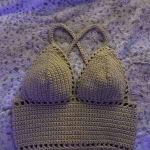 Handmade Crochet Bralette - Tan